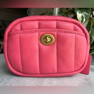 Coach Coral Quilted Mini Crossbody with Gold Turn-Lock and Removable Strap
